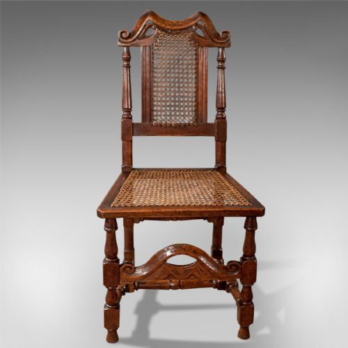 fig 2. Antique Oak Scottish Side Hall Chair Bergere Seat Fine Quality Victorian c1880