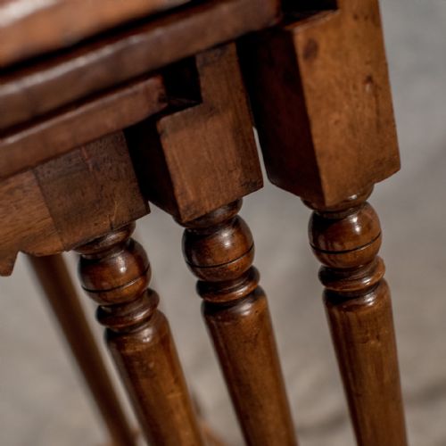 fig 2. Antique Nest Of Three Side Tables Embossed Bolivian Inca Leather Tops Edwardian c1910