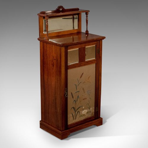 Antique Edwardian Music Cabinet Rosewood Mirror Top Chiffonier Cupboard C1910
