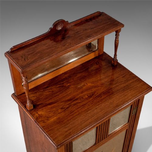 fig 2. Antique Edwardian Music Cabinet Rosewood Mirror Top Chiffonier Cupboard c1910