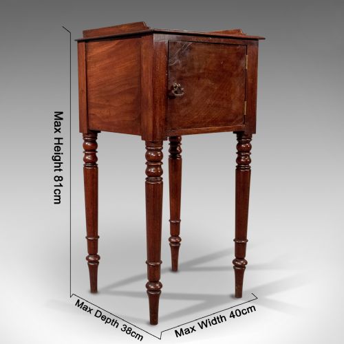 fig 1. Antique Bedside Cabinet Night Stand Pot Cupboard Mahogany Georgian English c1800