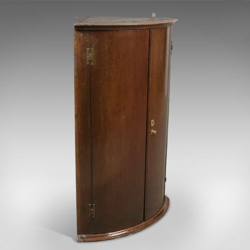 fig 1. Georgian Antique Bow Fronted Corner Cabinet in Mahogany 18th century c.1780