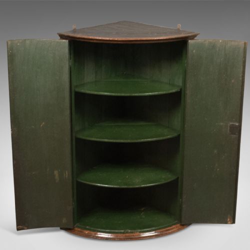 fig 3. Georgian Antique Bow Fronted Corner Cabinet in Mahogany 18th century c.1780