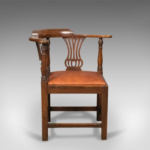 fig 1. Victorian Antique Bow-Back Corner Chair, English Oak, c.1880
