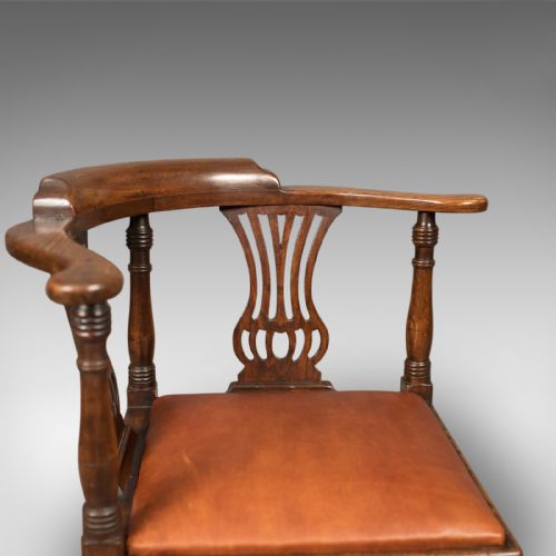 fig 4. Victorian Antique Bow-Back Corner Chair, English Oak, c.1880