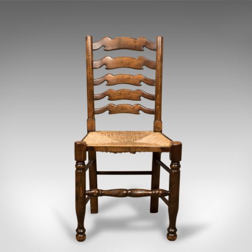 fig 3. Set of 4 Antique 'Wavy Line' Ladderback Dining Chairs, Edwardian c.1910
