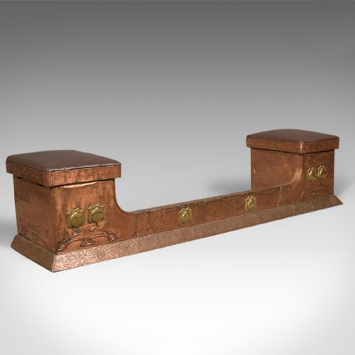 fig 1. Art Nouveau Copper Fire Kerb, Late Victorian Fireplace Hearth, c.1900