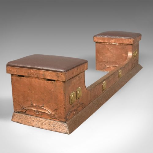 fig 2. Art Nouveau Copper Fire Kerb, Late Victorian Fireplace Hearth, c.1900