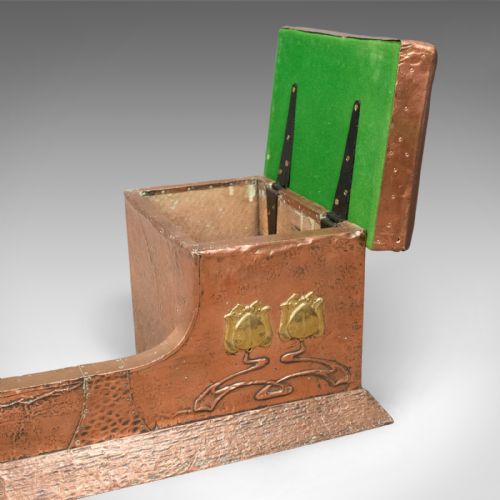 fig 3. Art Nouveau Copper Fire Kerb, Late Victorian Fireplace Hearth, c.1900