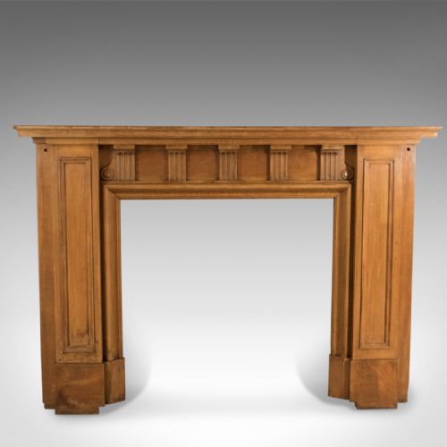 Arts & Crafts Antique Fireplace, Victorian Mantelpiece Fire Surround in Walnut