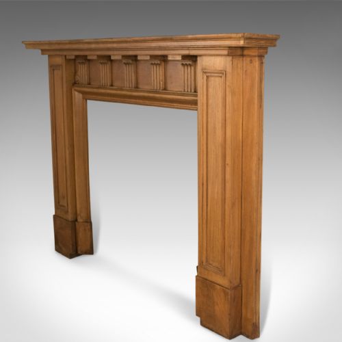 fig 1. Arts & Crafts Antique Fireplace, Victorian Mantelpiece Fire Surround In Walnut