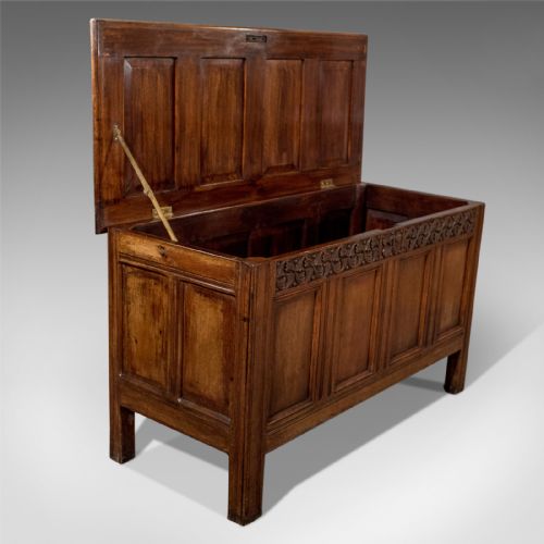 Antique Coffer Chest Storage Trunk English Oak Georgian C1800