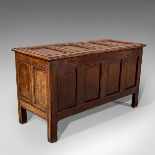 fig 2. Antique Coffer Chest Storage Trunk English Oak Georgian c1800