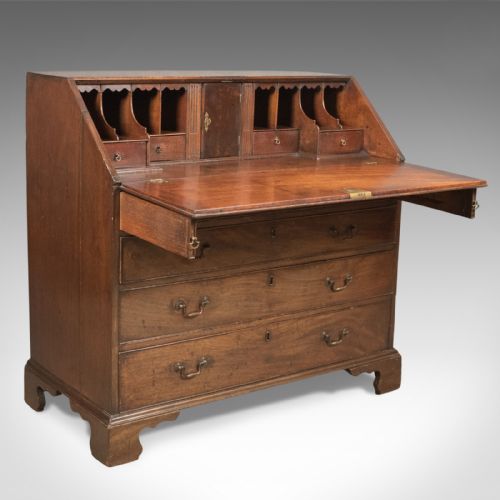 fig 1. Georgian Antique Bureau, 18th Century Mahogany, c.1770