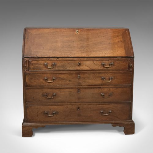 fig 2. Georgian Antique Bureau, 18th Century Mahogany, c.1770