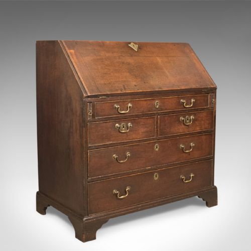 Antique Bureau with Secret Drawers, English Oak, Georgian Early C18th C1720