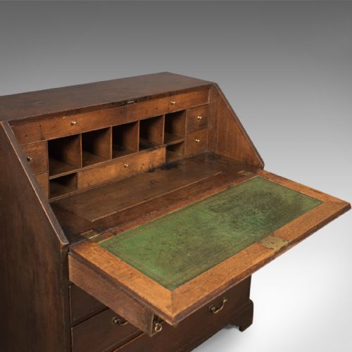 fig 2. Antique Bureau with Secret Drawers, English Oak, Georgian Early C18th c1720