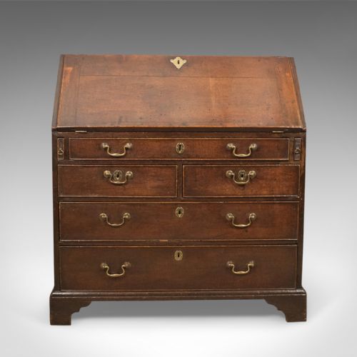 fig 4. Antique Bureau with Secret Drawers, English Oak, Georgian Early C18th c1720