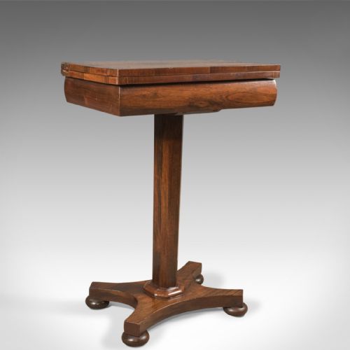 Antique Fold Over Games Table, English Regency, Chess Board, C.1820