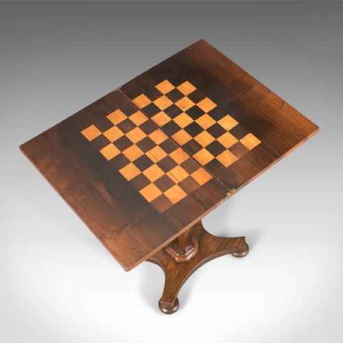 fig 4. Antique Fold Over Games Table, English Regency, Chess Board, c.1820