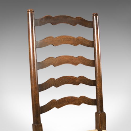 fig 3. Antique Set of 4 'Wavy Line' Ladder Back Dining Chairs, Edwardian