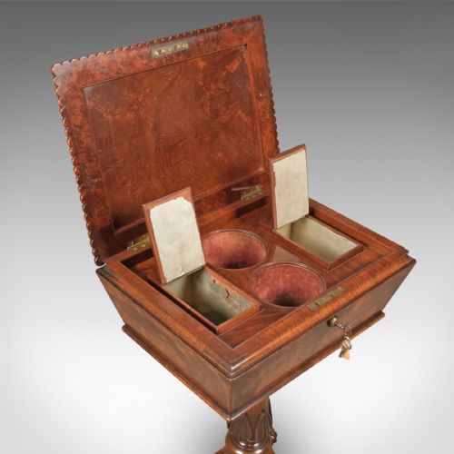 fig 4. William IV Antique Teapoy, English Flame Mahogany, Side Table, c.1835