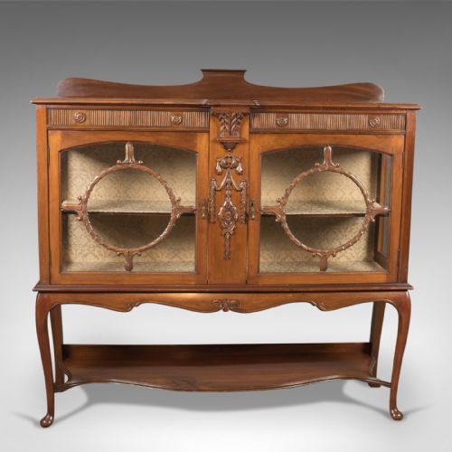 fig 1. Antique Glazed Display Cabinet, English, Walnut, Edwardian, c.1910