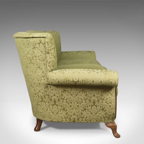 fig 2. Antique Sofa, English Green Edwardian 3 Seater Settee, c.1910