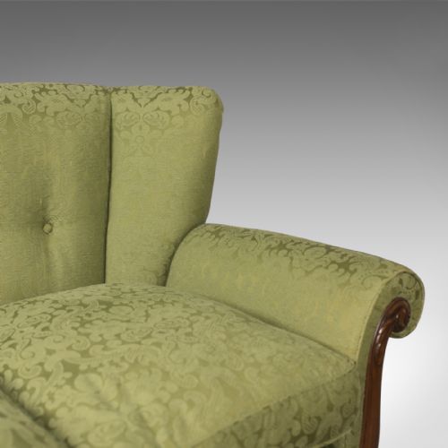 fig 3. Antique Sofa, English Green Edwardian 3 Seater Settee, c.1910
