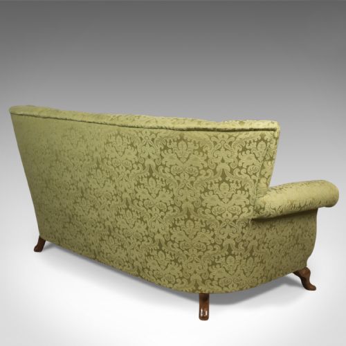 fig 4. Antique Sofa, English Green Edwardian 3 Seater Settee, c.1910