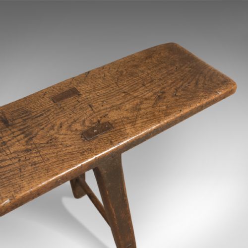 fig 1. Early 18th Century Antique English Oak Bench, 4 Seater Georgian Form, c.1740