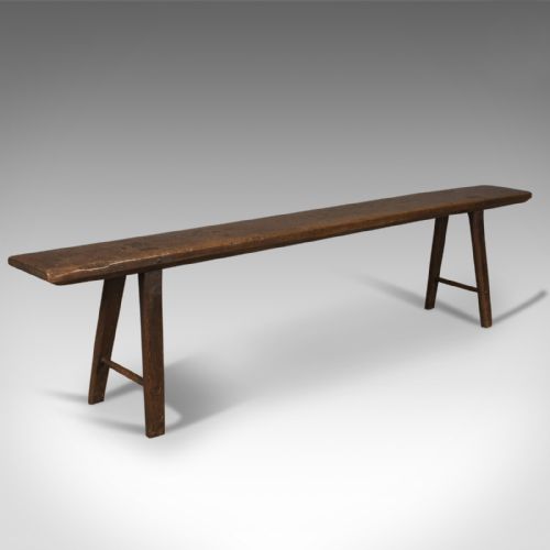 fig 2. Early 18th Century Antique English Oak Bench, 4 Seater Georgian Form, c.1740