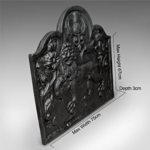 fig 1. Antique Large Cast Iron Fire Back Grate Heat Reflector Plate c1900