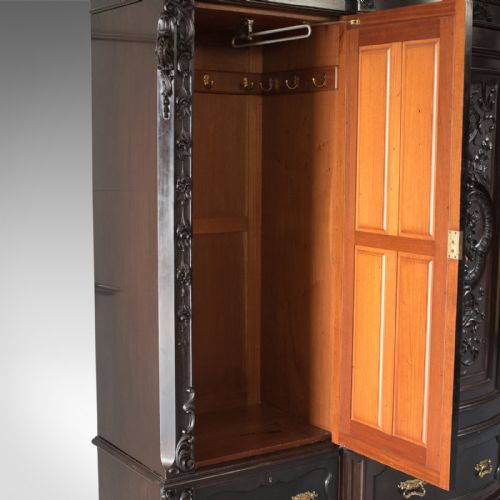 fig 4. Very Large Victorian, English, Antique Wardrobe. Compactum in Mahogany, c.1870