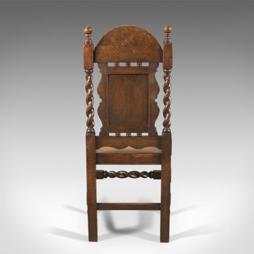 fig 3. Antique Flemish Hall Chair, Carved Oak c.1900
