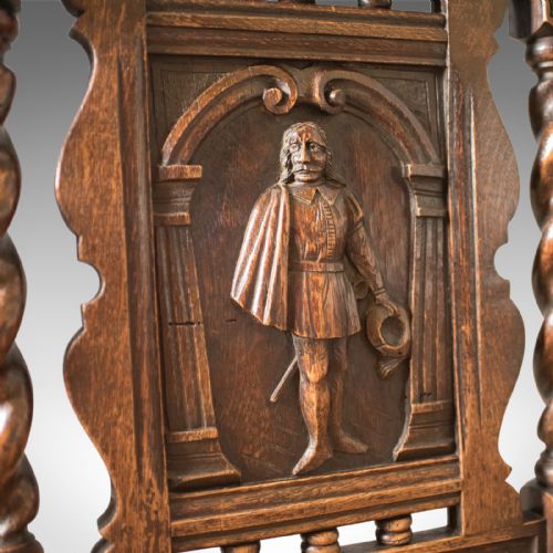 fig 4. Antique Flemish Hall Chair, Carved Oak c.1900