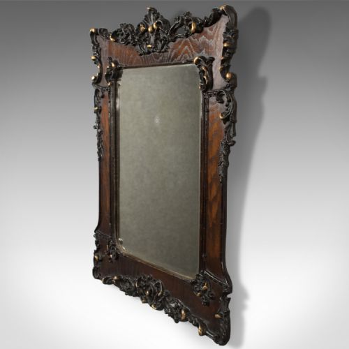 fig 1. Antique Wall Mirror in Oak Frame, Late Victorian, English c.1890