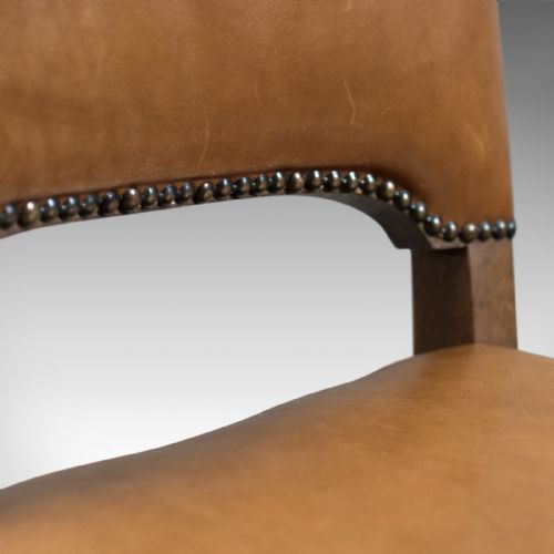 fig 3. Set of 6 Antique Dining Chairs, Oak & Leather, English, Edwardian c.1910