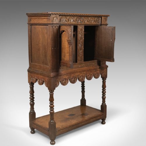 fig 1. Victorian Antique Livery Cupboard in the 17th Century Taste, English, Oak c.1880