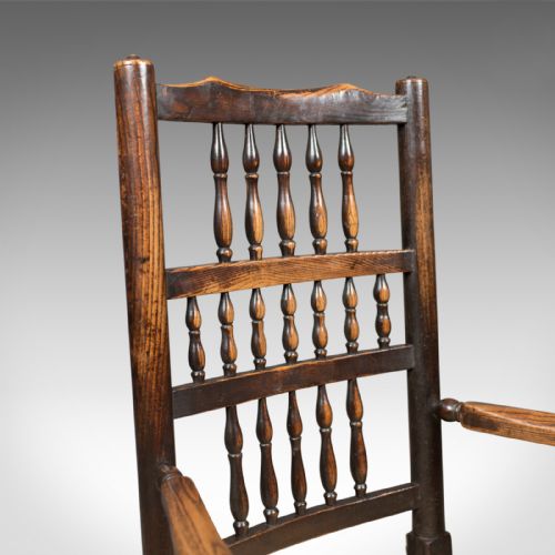 fig 3. Antique Elbow Chair, Victorian Lancashire Spindle Back Dining, c.1870