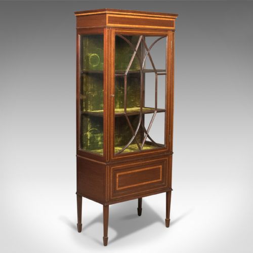 Antique Glazed Display Cabinet, Mahogany, Edwardian, English, C.1910