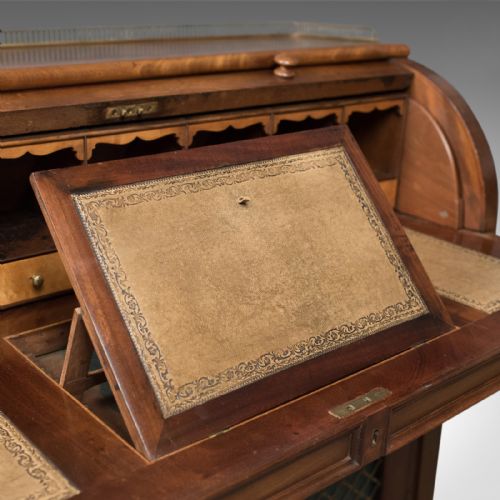 fig 1. Antique Cylinder Bureau, Victorian, English, Mahogany c.1850