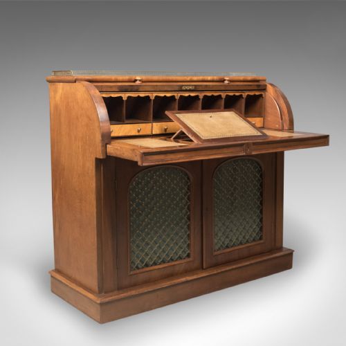 Antique Cylinder Bureau, Victorian, English, Mahogany C.1850