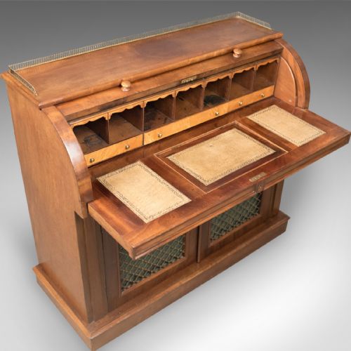 fig 4. Antique Cylinder Bureau, Victorian, English, Mahogany c.1850