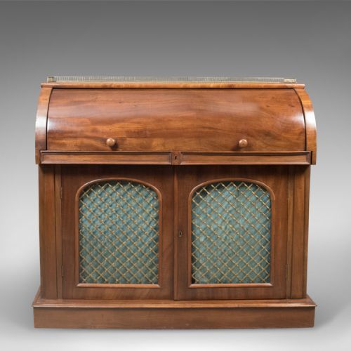 fig 5. Antique Cylinder Bureau, Victorian, English, Mahogany c.1850