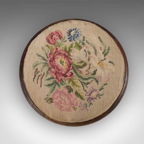 fig 2. Pair of Antique Foot Stools, English, Victorian, Needlepoint, Carriage, c.1860