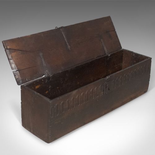 fig 2. Antique Coffer in Oak, 6 Plank Sword Chest, English, Mid 17th Century Trunk c.1660