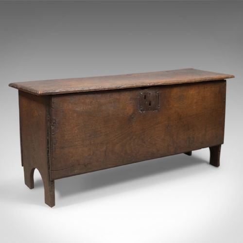 Antique Coffer, English 6 Plank Sword Chest, Oak, Late 17th Century C.1680