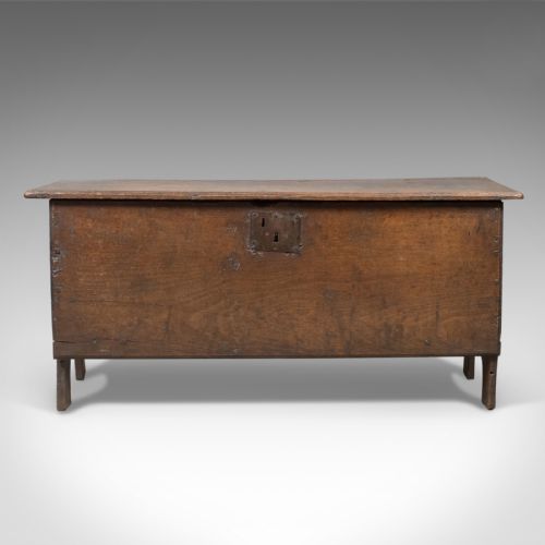 fig 1. Antique Coffer, English 6 Plank Sword Chest, Oak, Late 17th Century c.1680