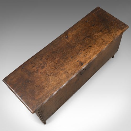 fig 2. Antique Coffer, English 6 Plank Sword Chest, Oak, Late 17th Century c.1680